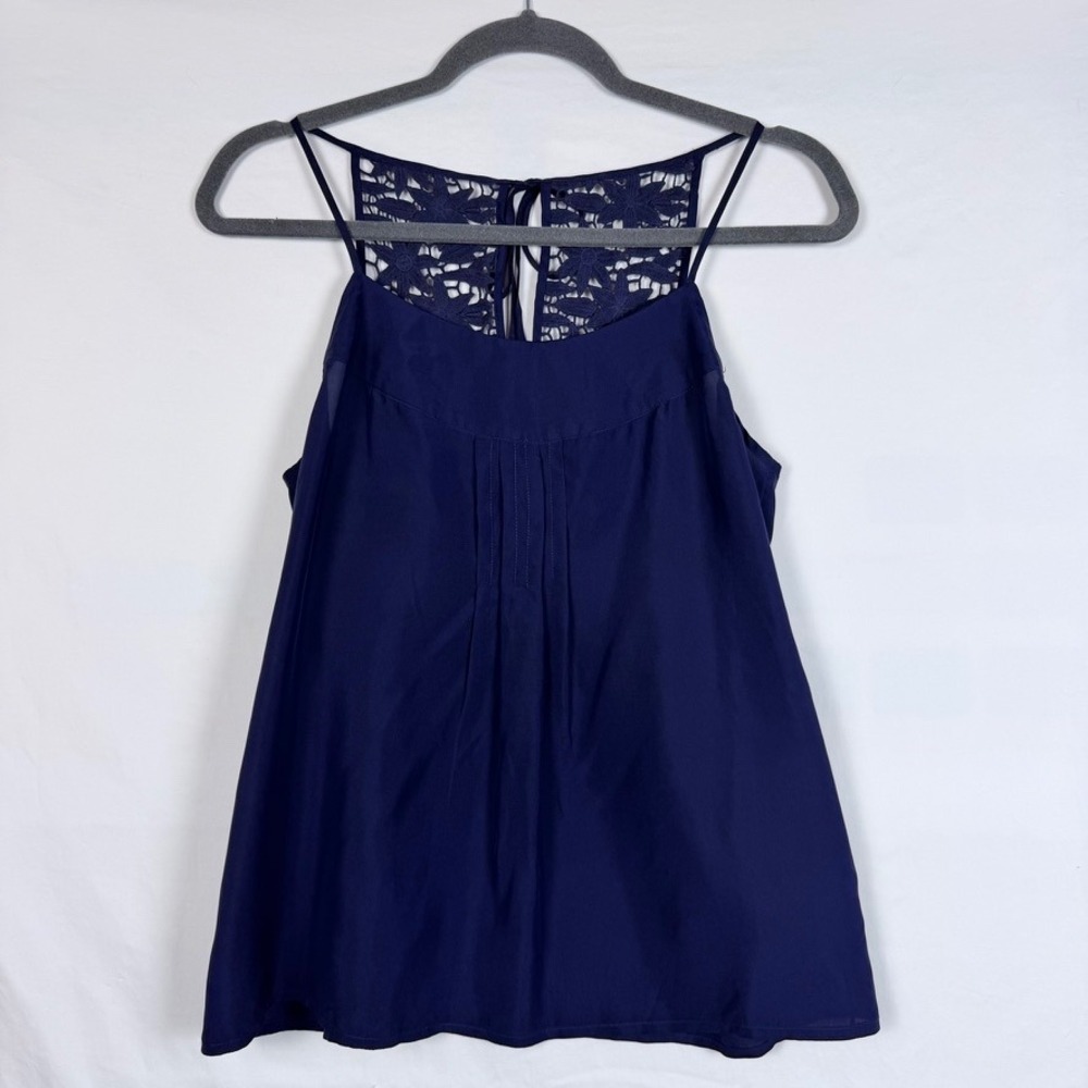 Banana Republic Blue Neck Tie Halter XS Lace Detail Flowy‎ Evening Party Glam